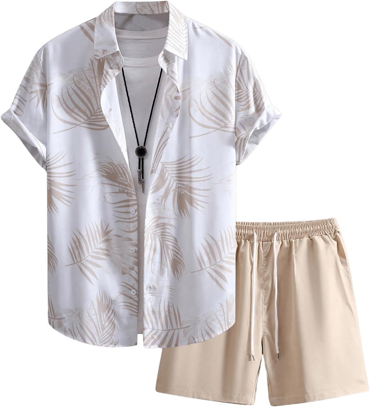 Men's 2 Piece Vacation Beach Outfits Floral Button Down Shirt and Shorts Cruise Attire Sets