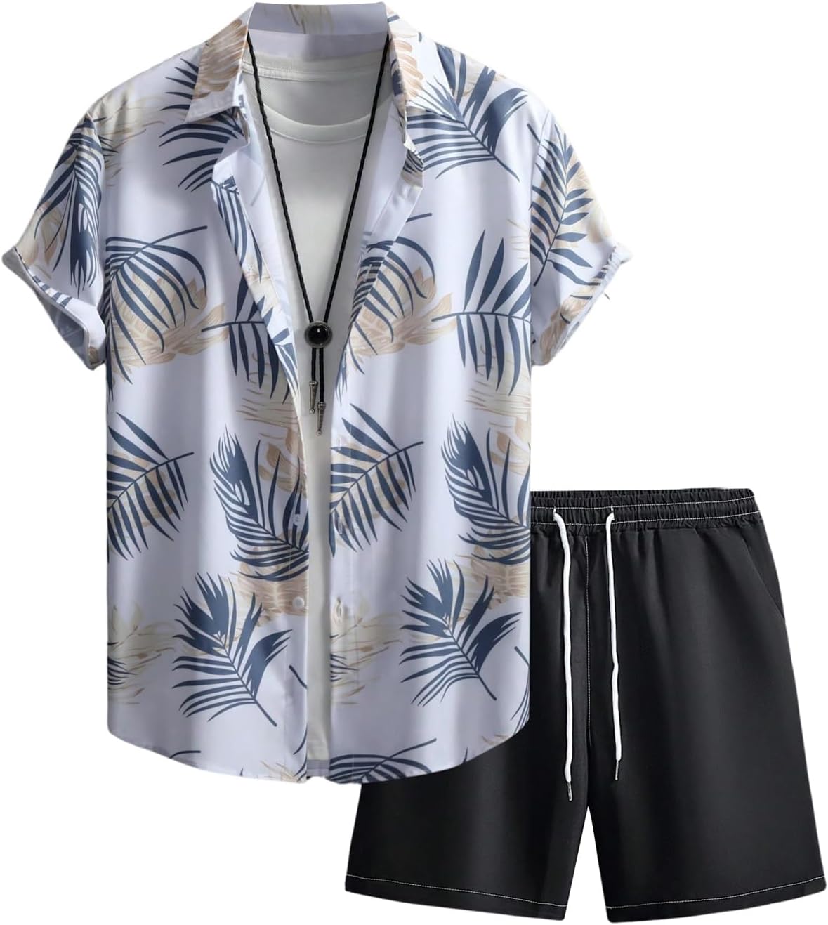 Men's 2 Piece Vacation Beach Outfits Floral Button Down Shirt and Shorts Cruise Attire Sets