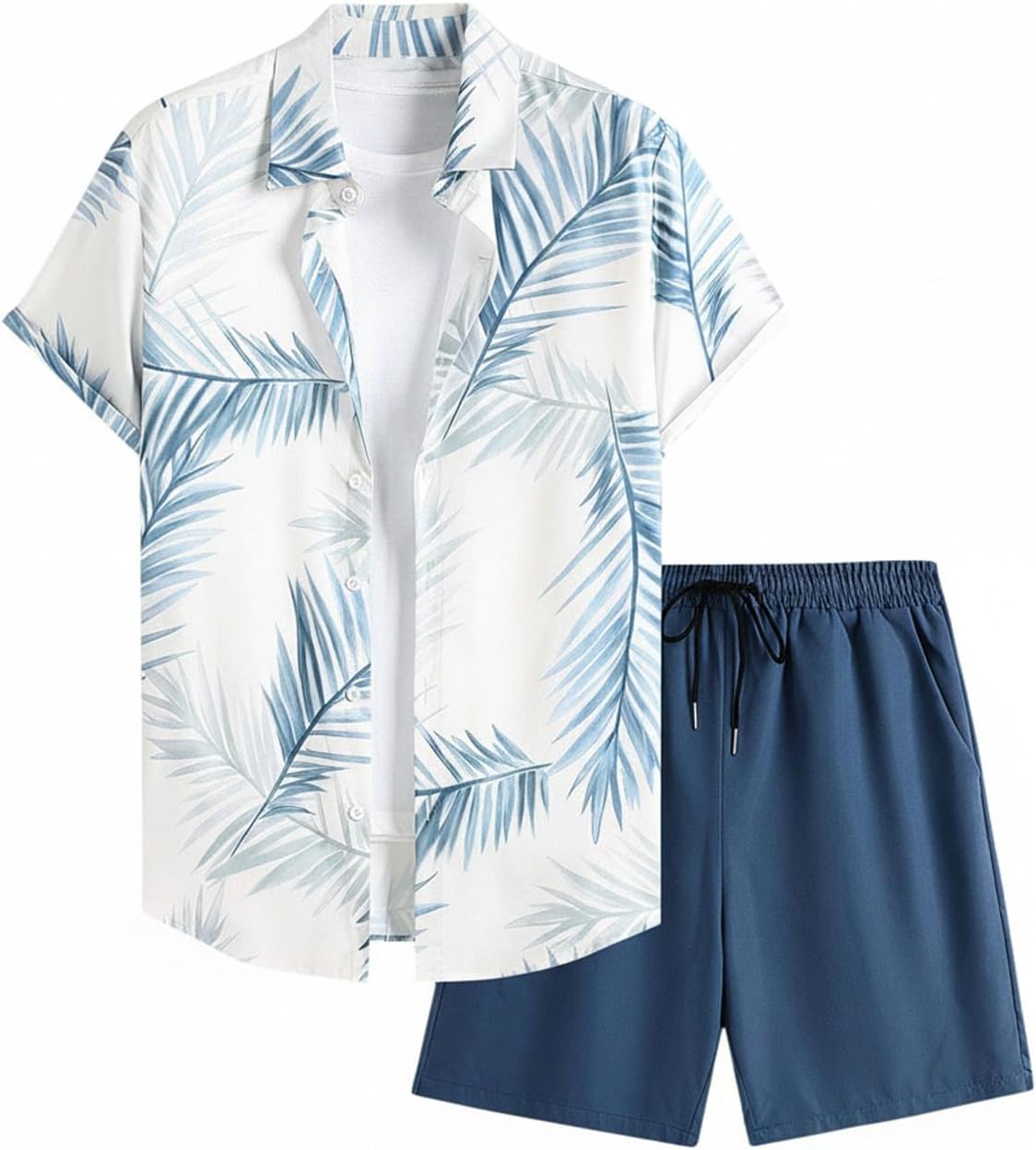Men's 2 Piece Vacation Beach Outfits Floral Button Down Shirt and Shorts Cruise Attire Sets