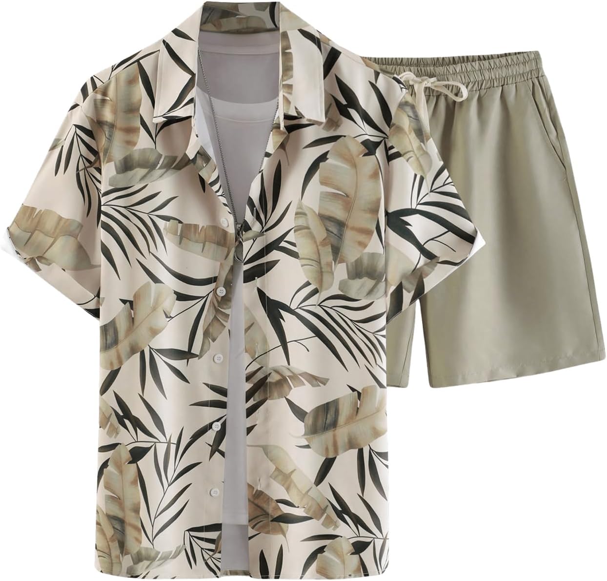 Men's 2 Piece Vacation Beach Outfits Floral Button Down Shirt and Shorts Cruise Attire Sets