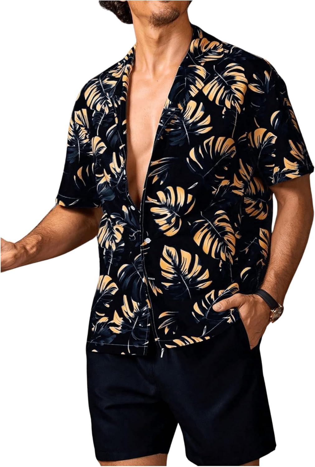 Men's 2 Piece Vacation Beach Outfits Floral Button Down Shirt and Shorts Cruise Attire Sets