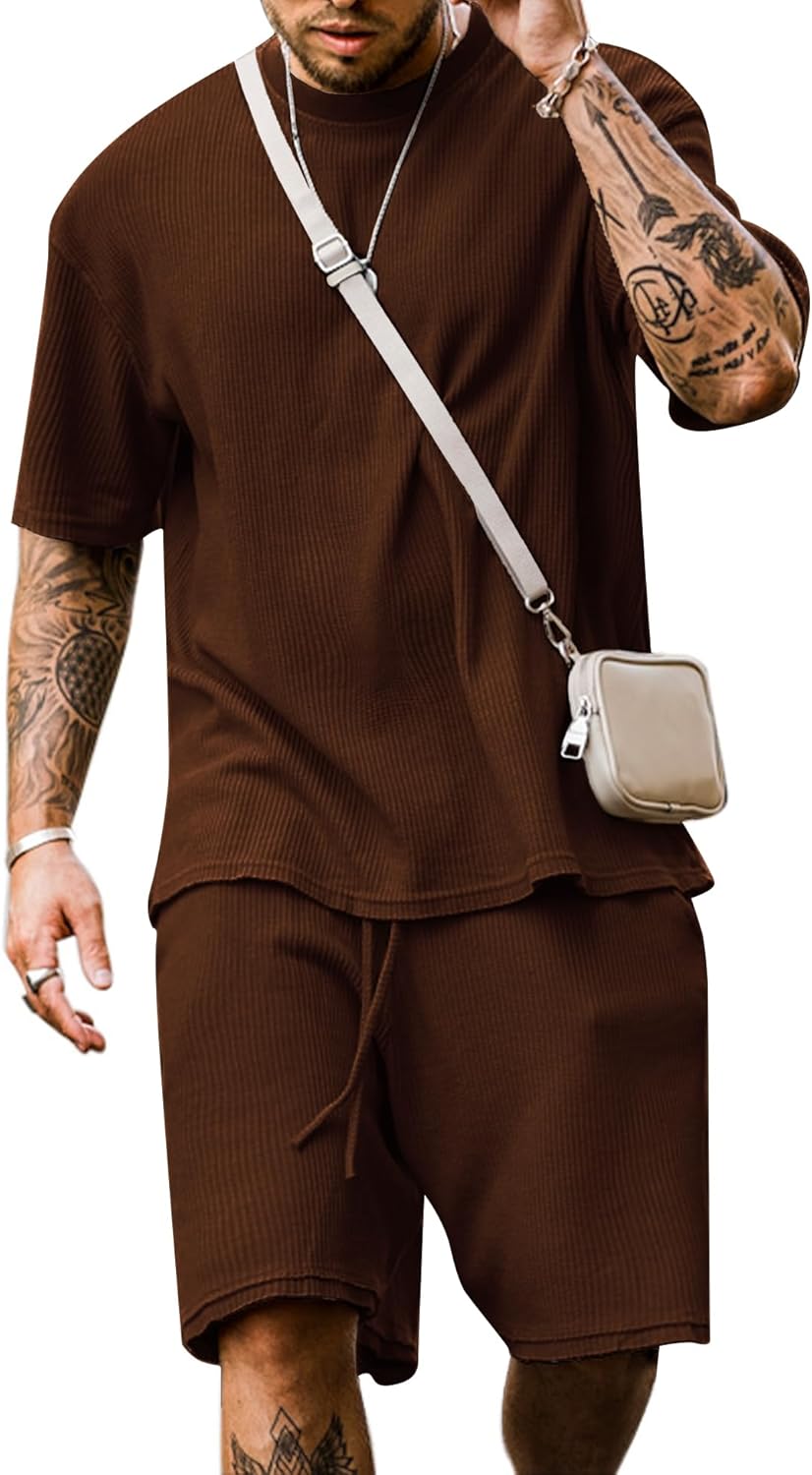 Men's Short Sleeve Tracksuit Summer T Shirt & Shorts set 2 Pockets Oversize Two Piece Casual Daily Duty-off