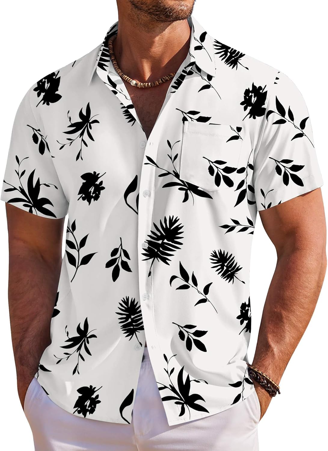 Men's Hawaiian Shirt Short Sleeve Floral Button Down Shirts Tropical Holiday Beach Shirts