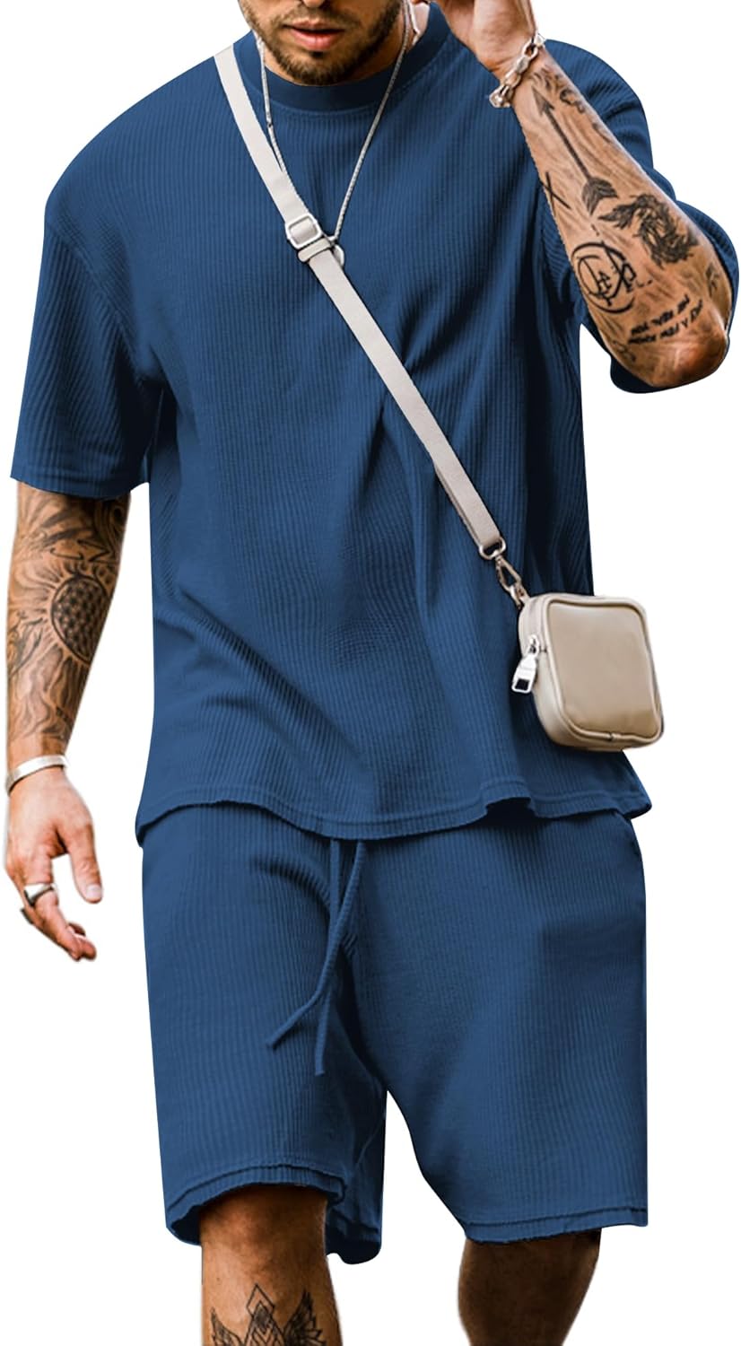 Men's Short Sleeve Tracksuit Summer T Shirt & Shorts set 2 Pockets Oversize Two Piece Casual Daily Duty-off