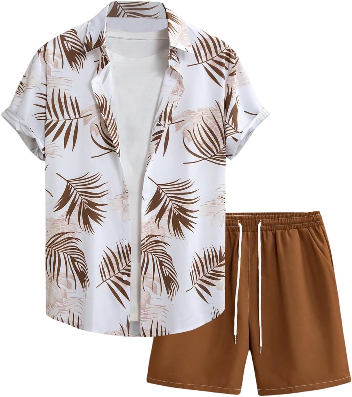 Men's 2 Piece Vacation Beach Outfits Floral Button Down Shirt and Shorts Cruise Attire Sets