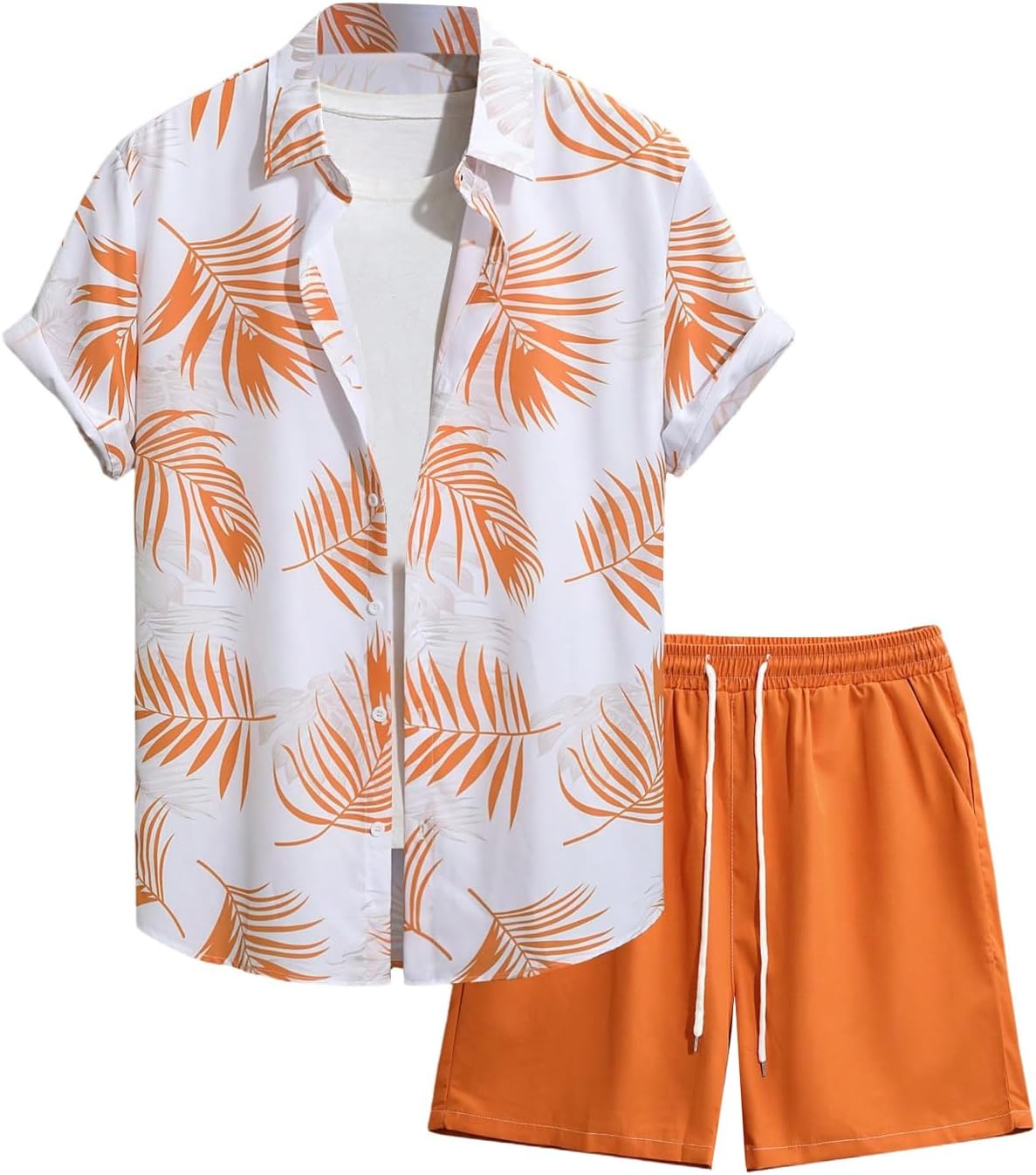 Men's 2 Piece Vacation Beach Outfits Floral Button Down Shirt and Shorts Cruise Attire Sets