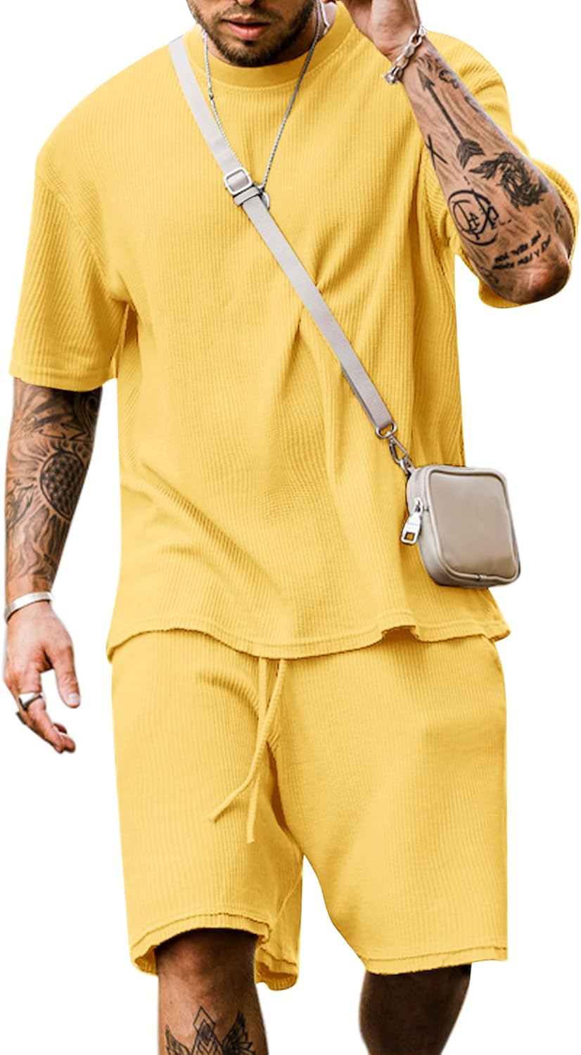 Men's Short Sleeve Tracksuit Summer T Shirt & Shorts set 2 Pockets Oversize Two Piece Casual Daily Duty-off