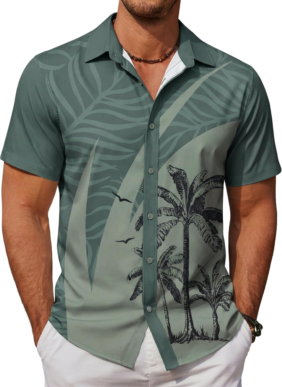 Mens Hawaiian Shirts Short Sleeve Button Down Aloha Shirt Casual Beach Clothes