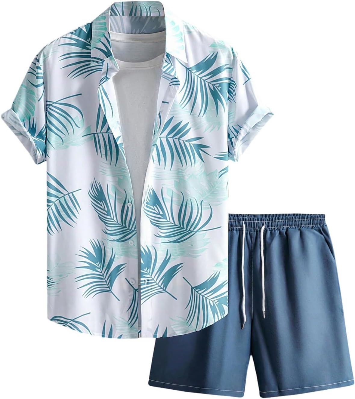Men's 2 Piece Vacation Beach Outfits Floral Button Down Shirt and Shorts Cruise Attire Sets