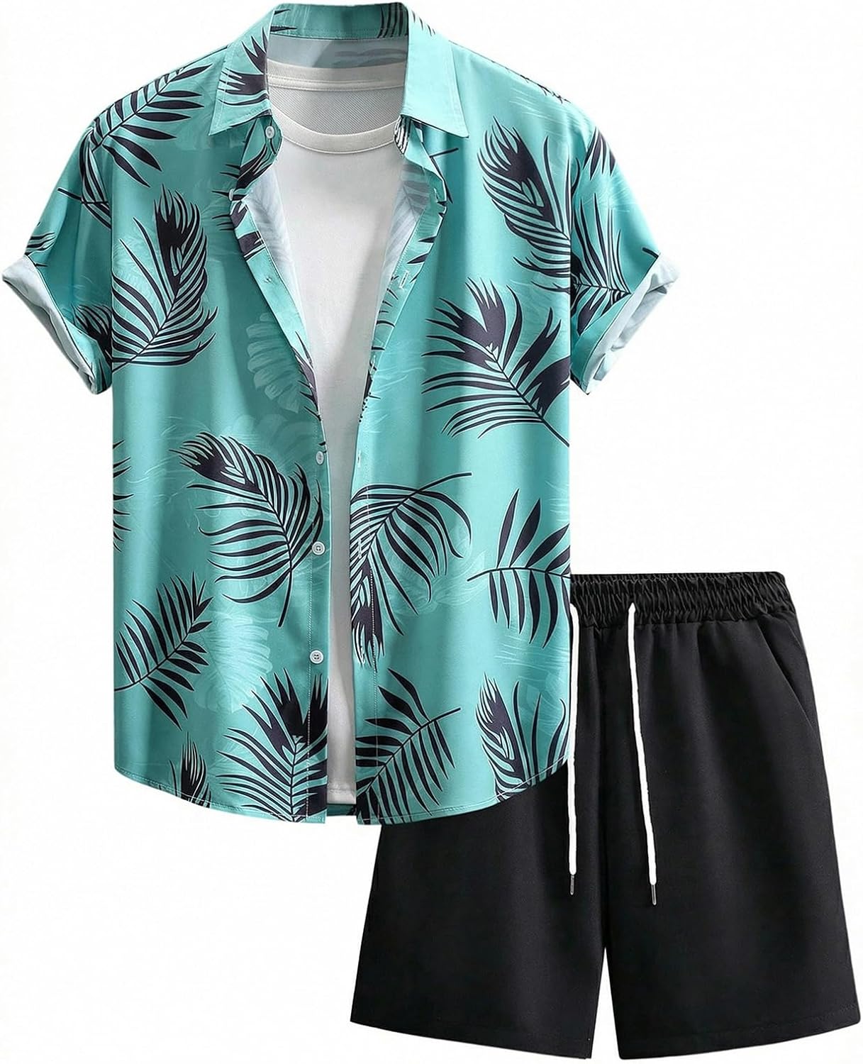 Men's 2 Piece Vacation Beach Outfits Floral Button Down Shirt and Shorts Cruise Attire Sets