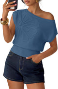 Women's Summer Off Shoulder Short Sleeve Sweater Vest 2026 Floral Knit Loose Going Out Tops Trendy Cute Clothes