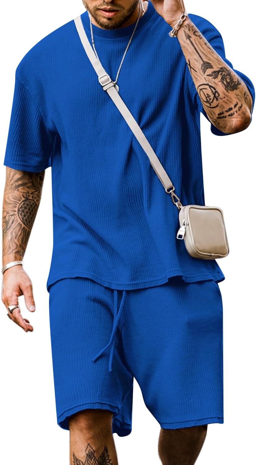 Men's Short Sleeve Tracksuit Summer T Shirt & Shorts set 2 Pockets Oversize Two Piece Casual Daily Duty-off