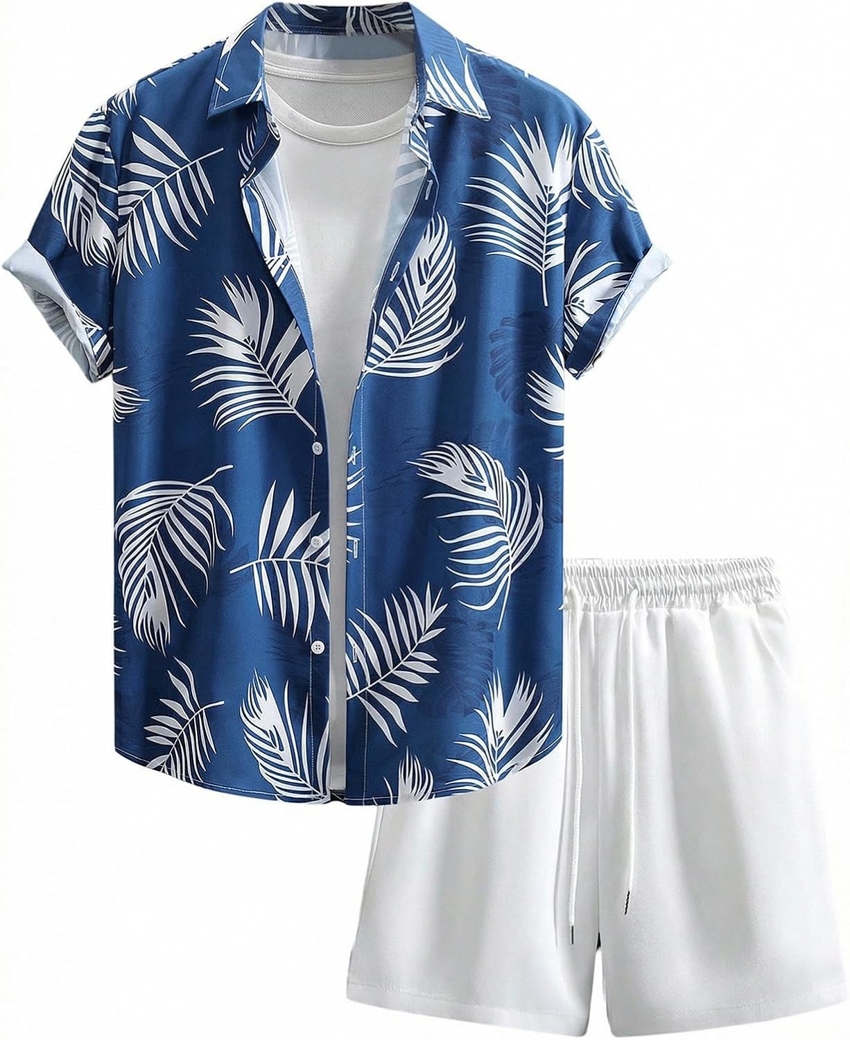 Men's 2 Piece Vacation Beach Outfits Floral Button Down Shirt and Shorts Cruise Attire Sets