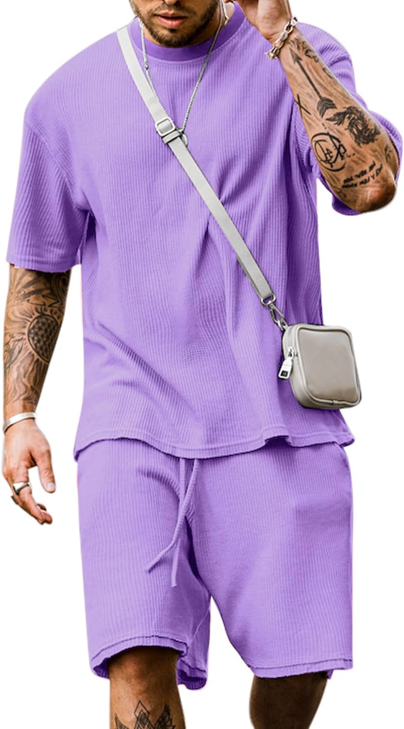 Men's Short Sleeve Tracksuit Summer T Shirt & Shorts set 2 Pockets Oversize Two Piece Casual Daily Duty-off