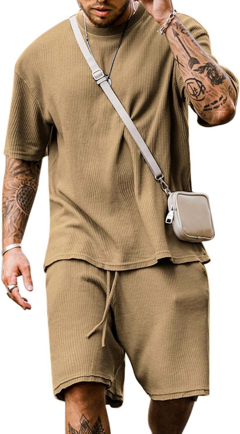 Men's Short Sleeve Tracksuit Summer T Shirt & Shorts set 2 Pockets Oversize Two Piece Casual Daily Duty-off