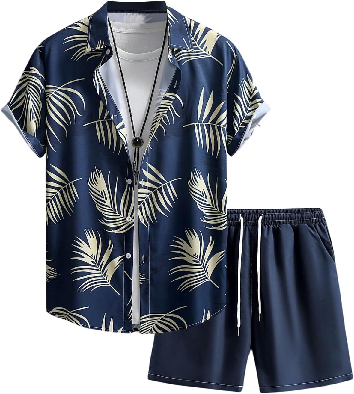 Men's 2 Piece Vacation Beach Outfits Floral Button Down Shirt and Shorts Cruise Attire Sets