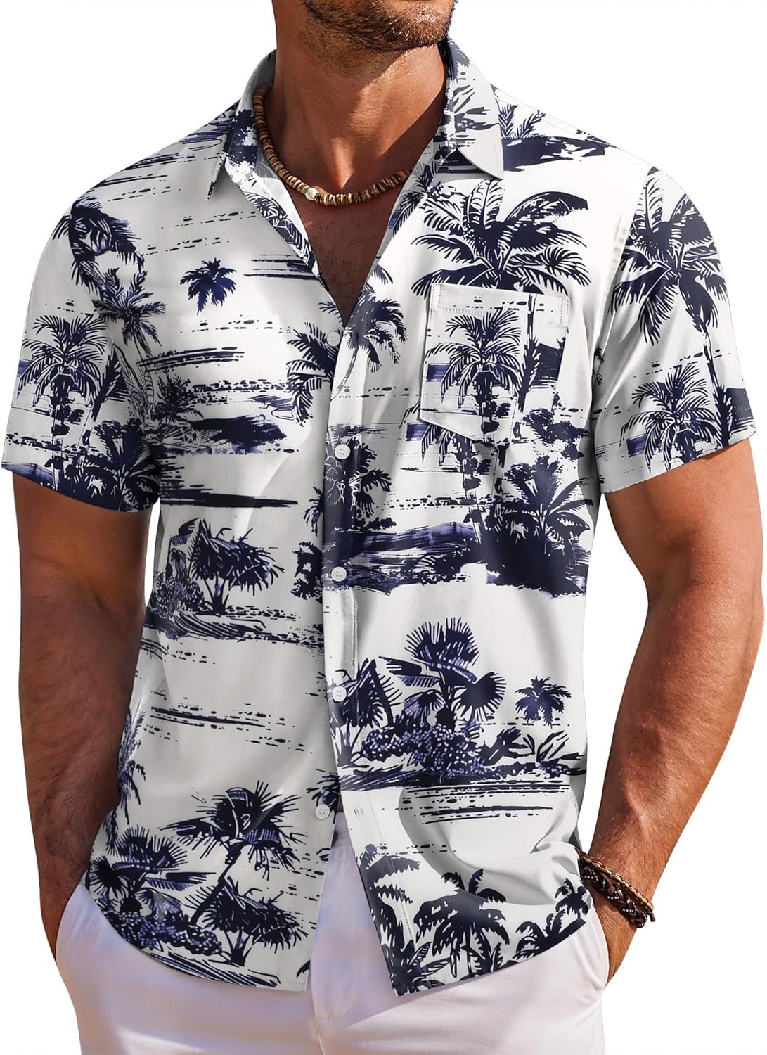 Men's Hawaiian Shirt Short Sleeve Floral Button Down Shirts Tropical Holiday Beach Shirts