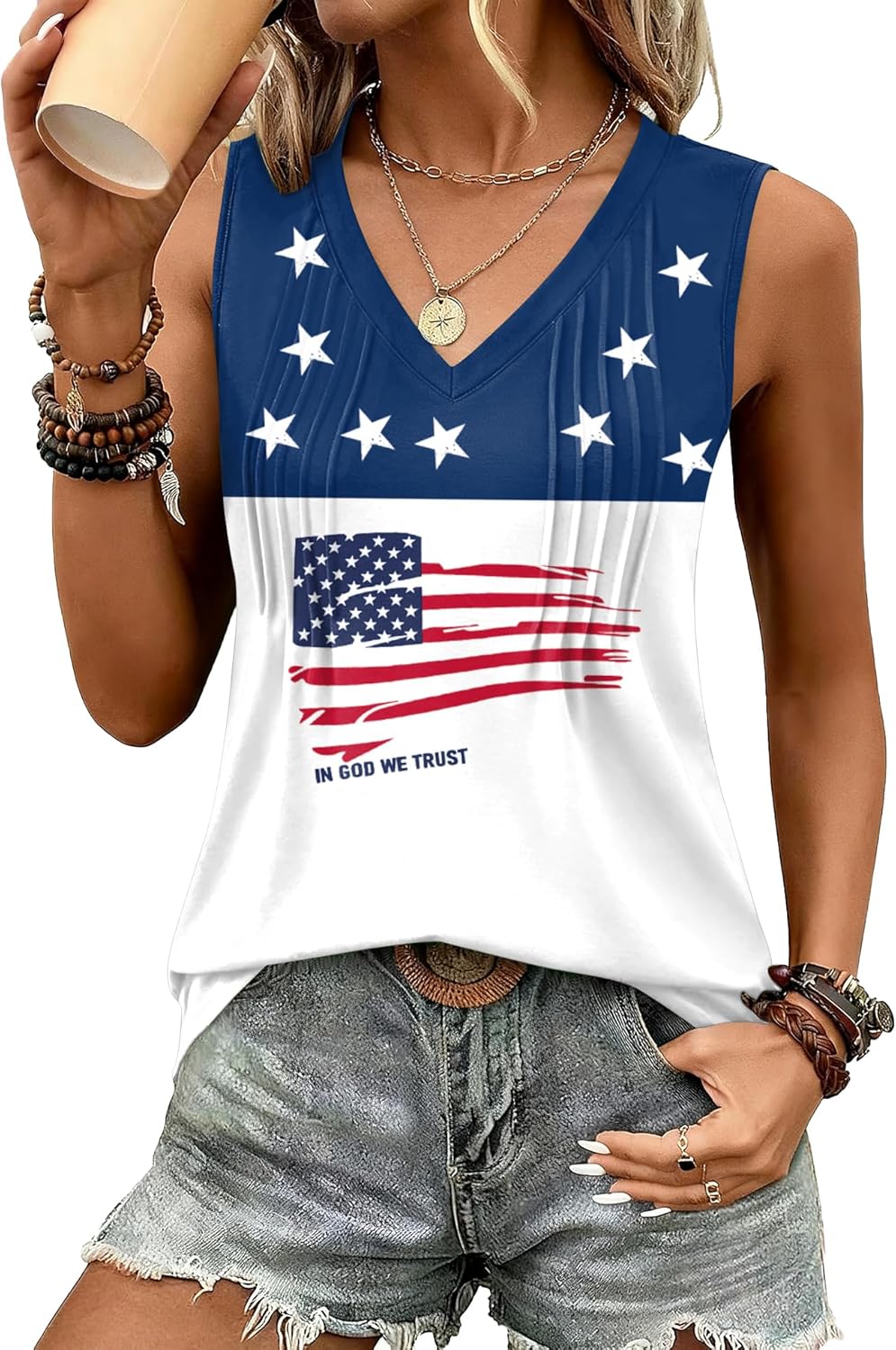 Loose Fit V Neck Sleeveless Shirts 2026 Fashion Summer Clothes S-3XL