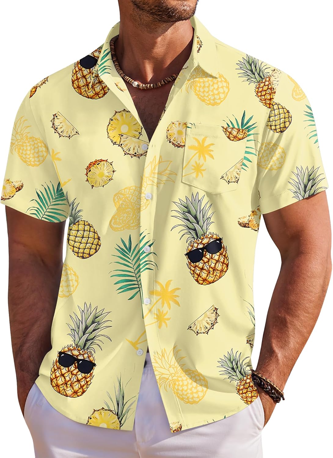 Men's Hawaiian Shirt Short Sleeve Floral Button Down Shirts Tropical Holiday Beach Shirts