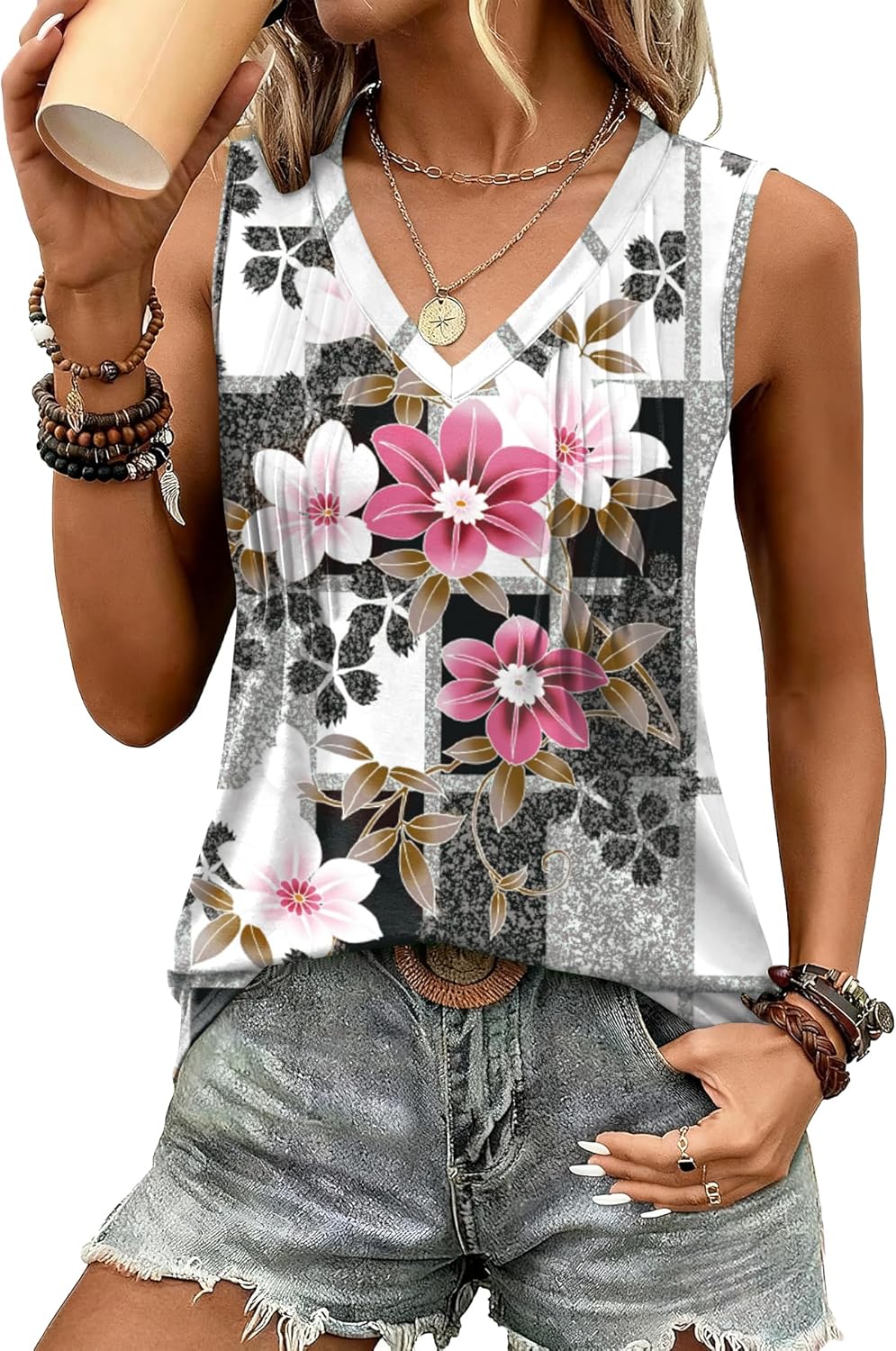 Loose Fit V Neck Sleeveless Shirts 2026 Fashion Summer Clothes S-3XL