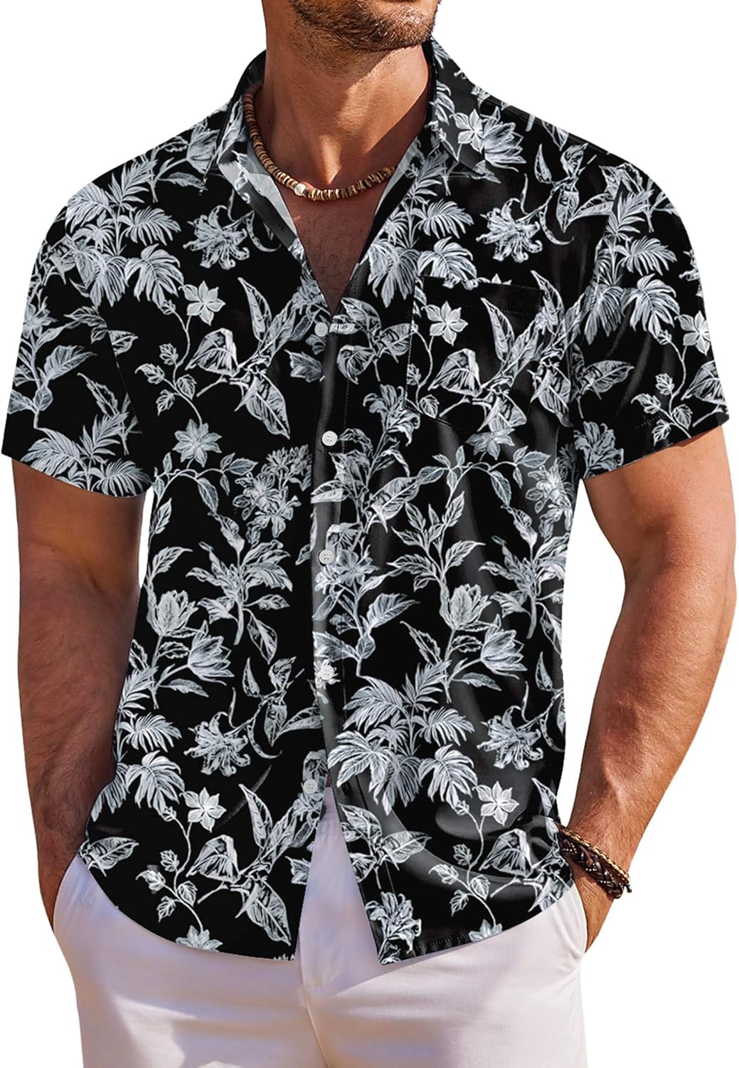 Men's Hawaiian Shirt Short Sleeve Floral Button Down Shirts Tropical Holiday Beach Shirts