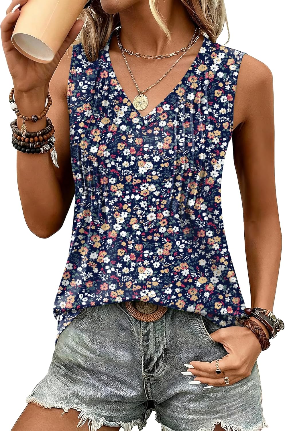 Loose Fit V Neck Sleeveless Shirts 2026 Fashion Summer Clothes S-3XL