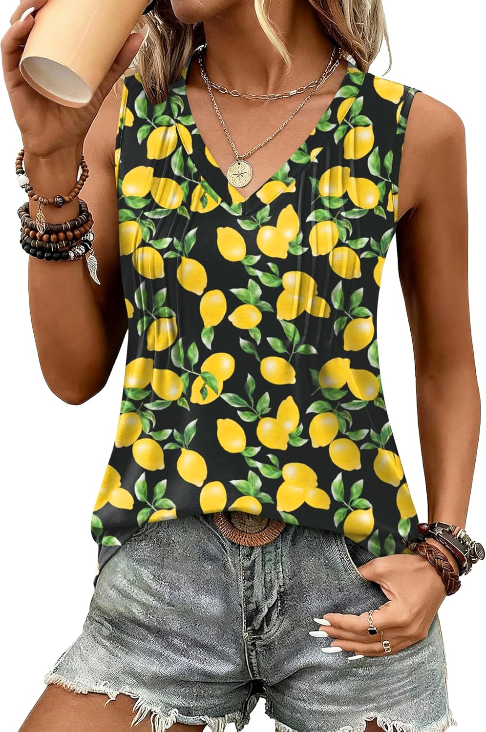 Loose Fit V Neck Sleeveless Shirts 2026 Fashion Summer Clothes S-3XL