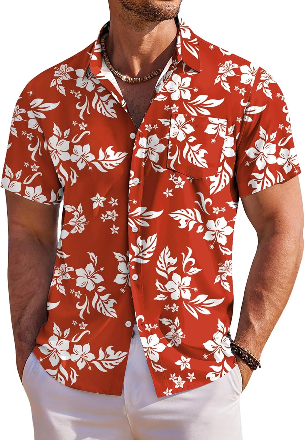 Men's Hawaiian Shirt Short Sleeve Floral Button Down Shirts Tropical Holiday Beach Shirts