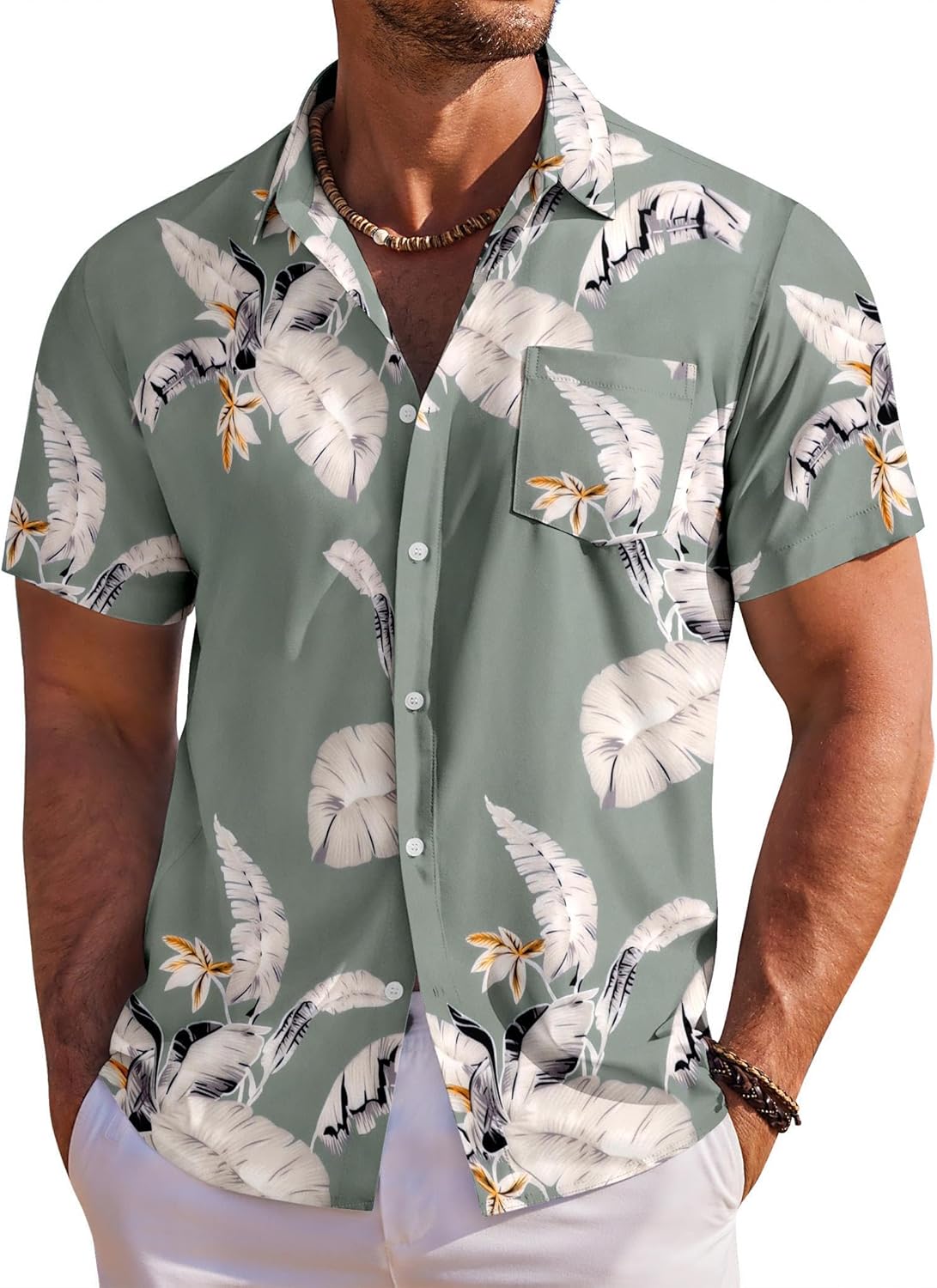 Men's Hawaiian Shirt Short Sleeve Floral Button Down Shirts Tropical Holiday Beach Shirts