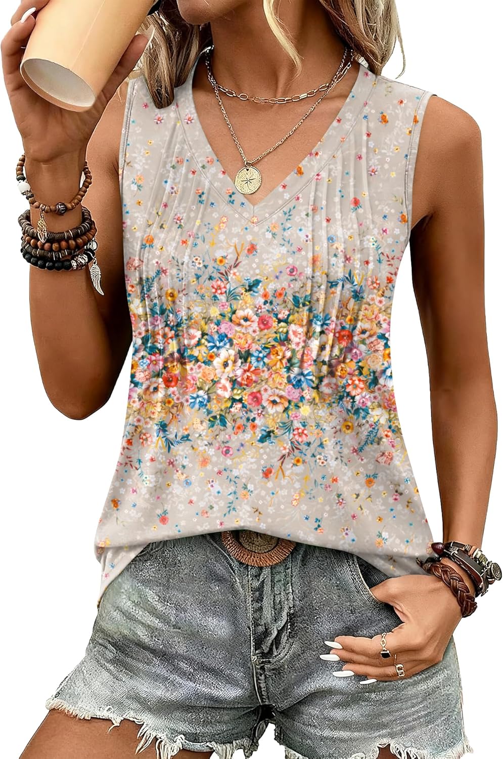 Loose Fit V Neck Sleeveless Shirts 2026 Fashion Summer Clothes S-3XL