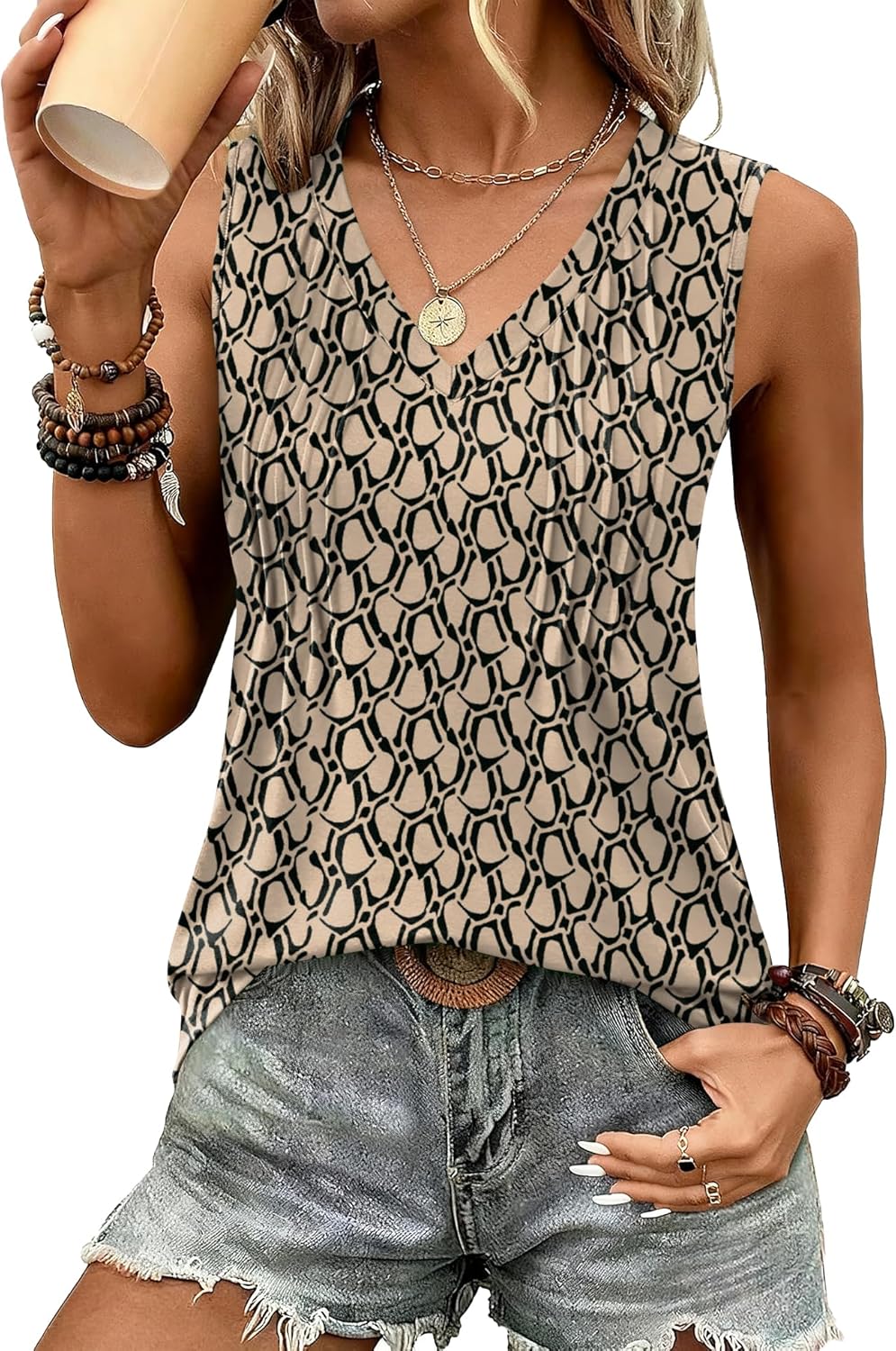 Loose Fit V Neck Sleeveless Shirts 2026 Fashion Summer Clothes S-3XL
