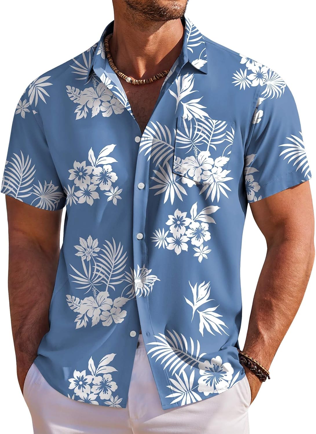 Men's Hawaiian Shirt Short Sleeve Floral Button Down Shirts Tropical Holiday Beach Shirts