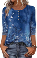 3/4 Length Sleeve Women Tops Crew Neck Blouses Dressy Casual Summer T Shirts Loose Fit Business Work Clothes