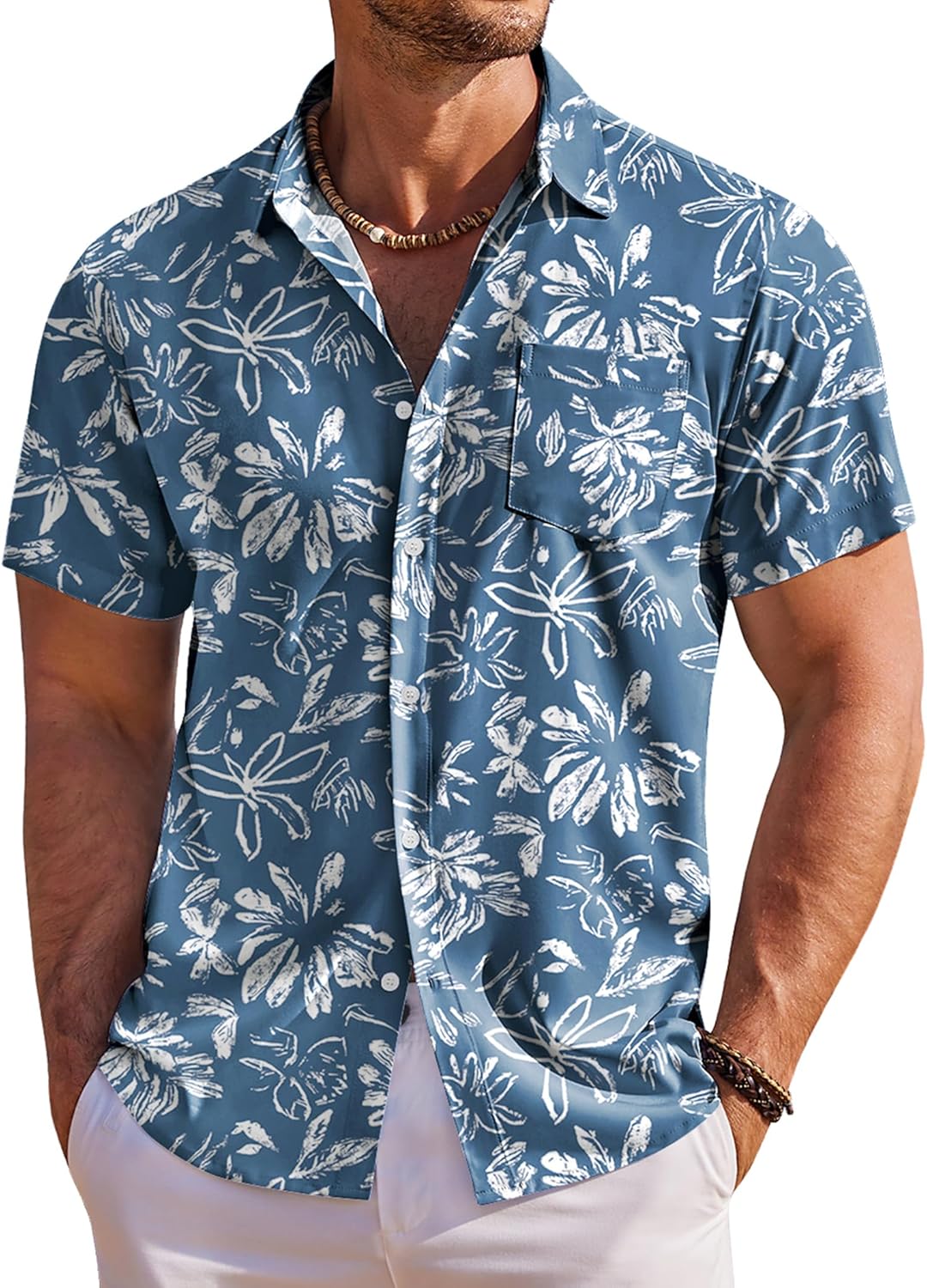 Men's Hawaiian Shirt Short Sleeve Floral Button Down Shirts Tropical Holiday Beach Shirts