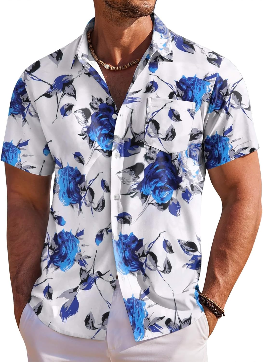Men's Hawaiian Shirt Short Sleeve Floral Button Down Shirts Tropical Holiday Beach Shirts