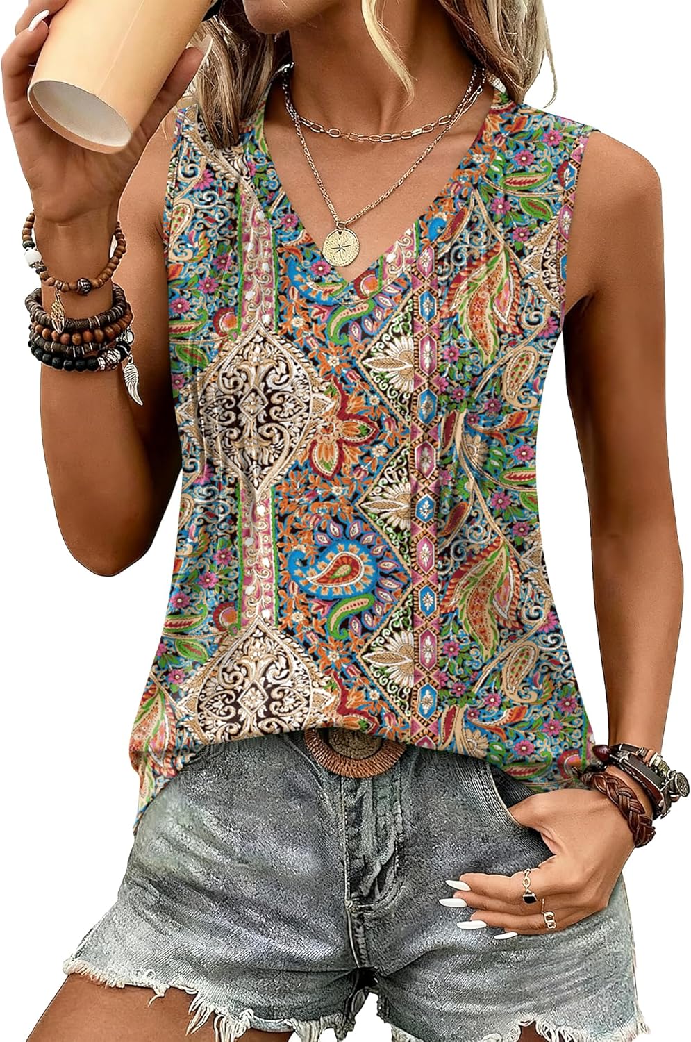 Loose Fit V Neck Sleeveless Shirts 2026 Fashion Summer Clothes S-3XL