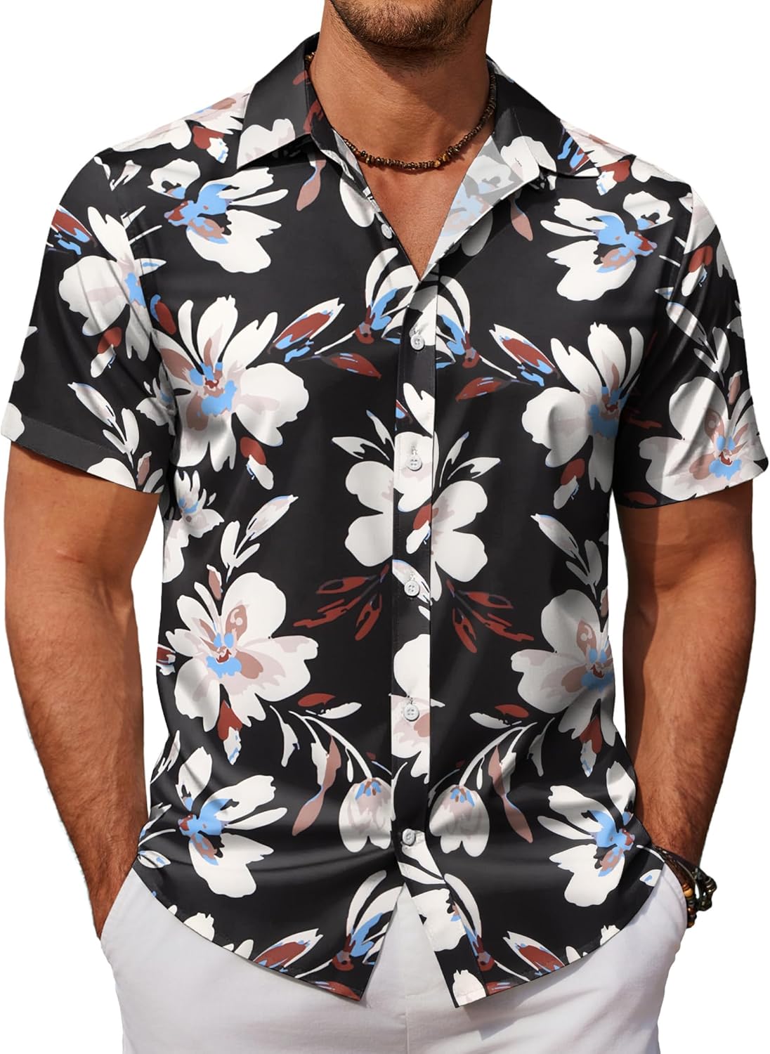 Mens Hawaiian Shirts Short Sleeve Button Down Aloha Shirt Casual Beach Clothes