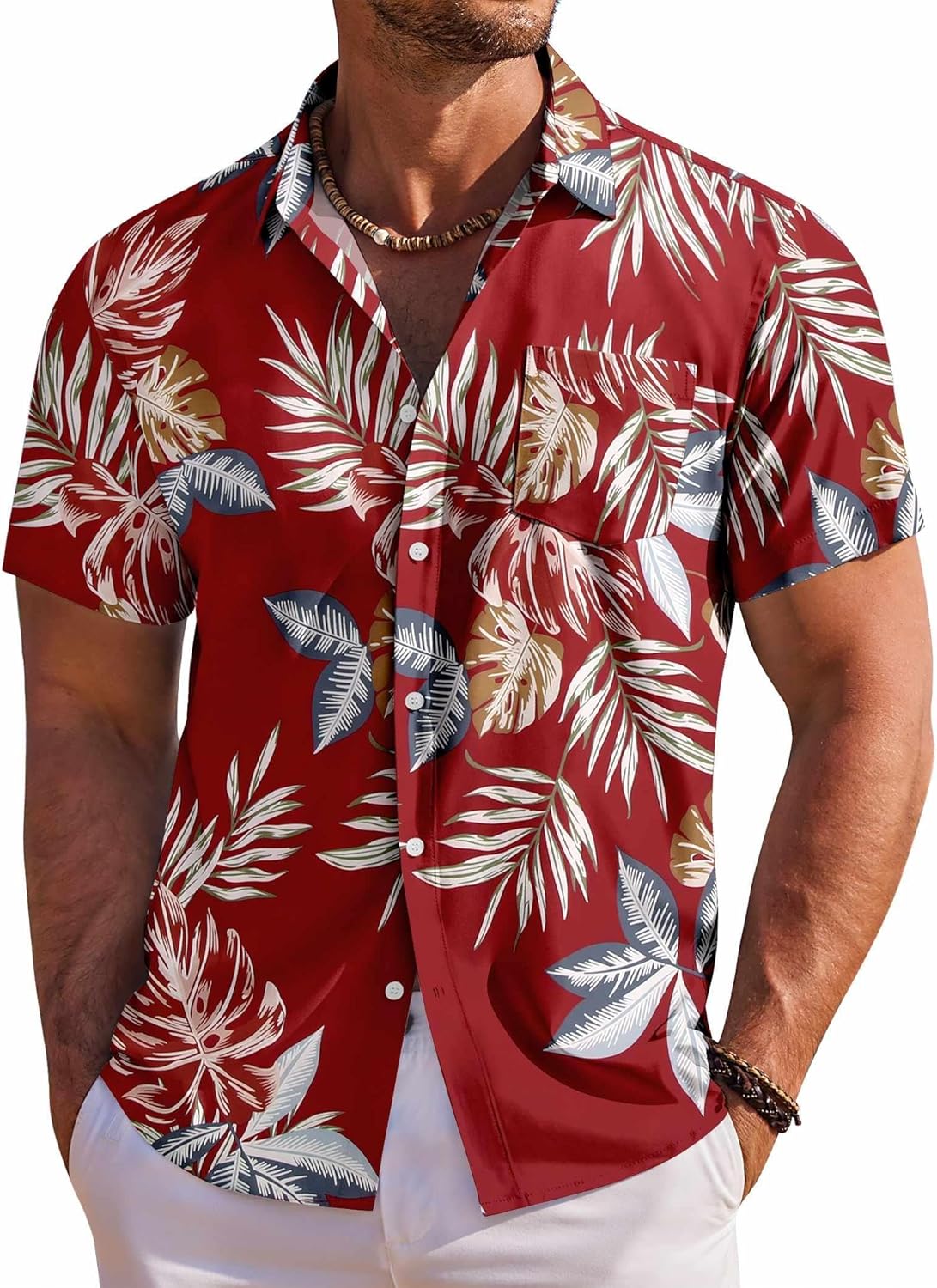 Men's Hawaiian Shirt Short Sleeve Floral Button Down Shirts Tropical Holiday Beach Shirts
