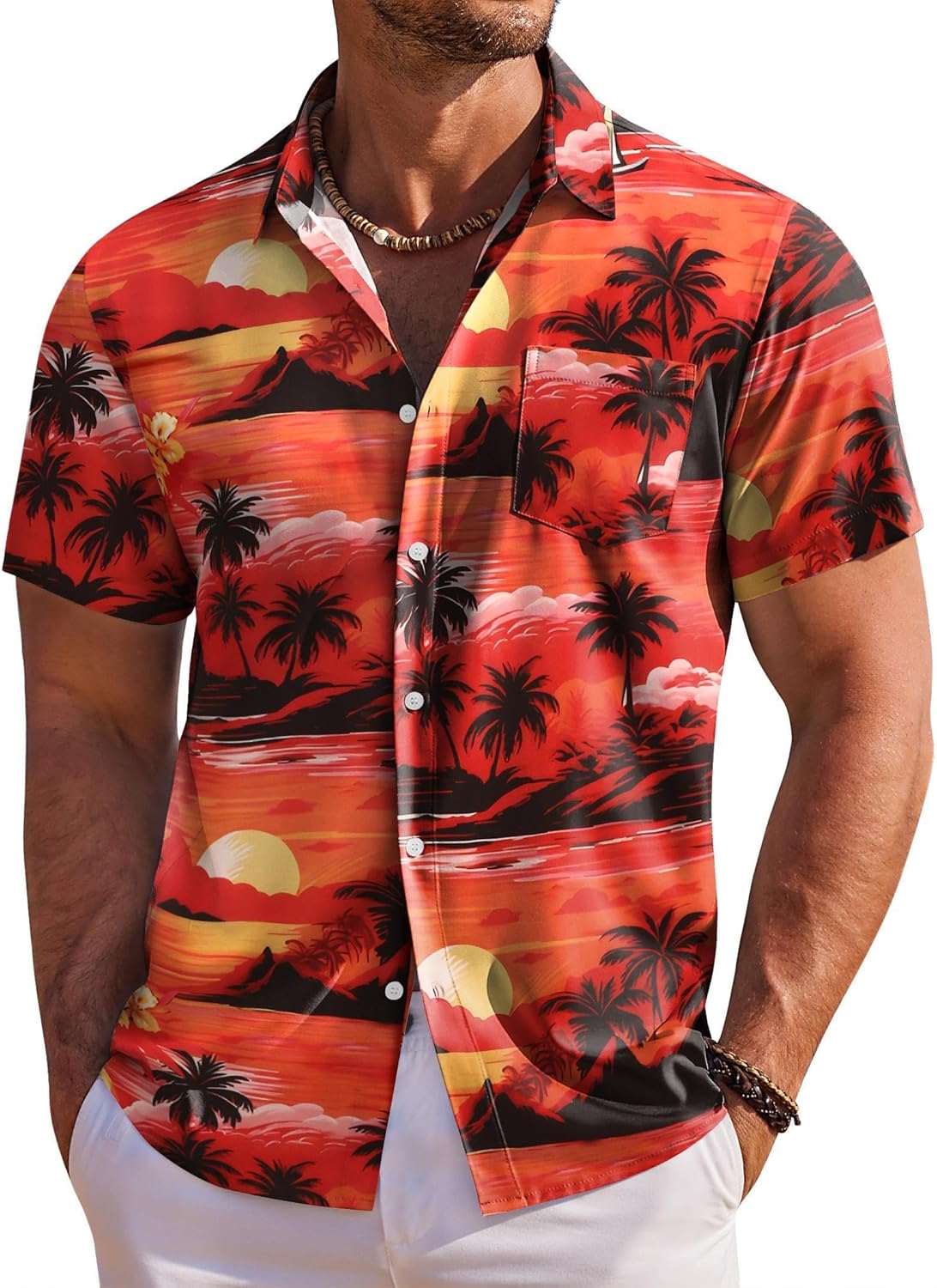 Men's Hawaiian Shirt Short Sleeve Floral Button Down Shirts Tropical Holiday Beach Shirts