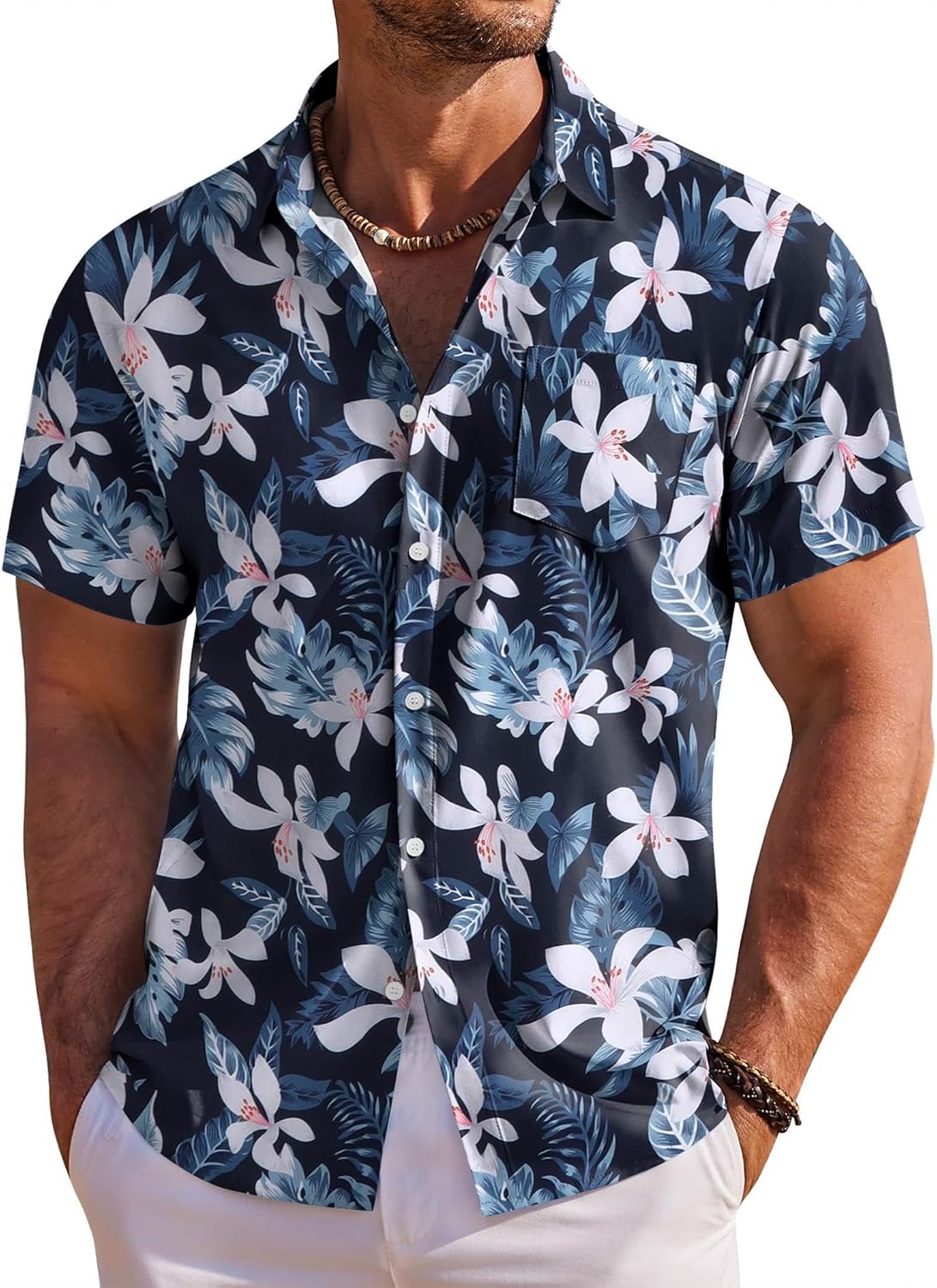 Men's Hawaiian Shirt Short Sleeve Floral Button Down Shirts Tropical Holiday Beach Shirts