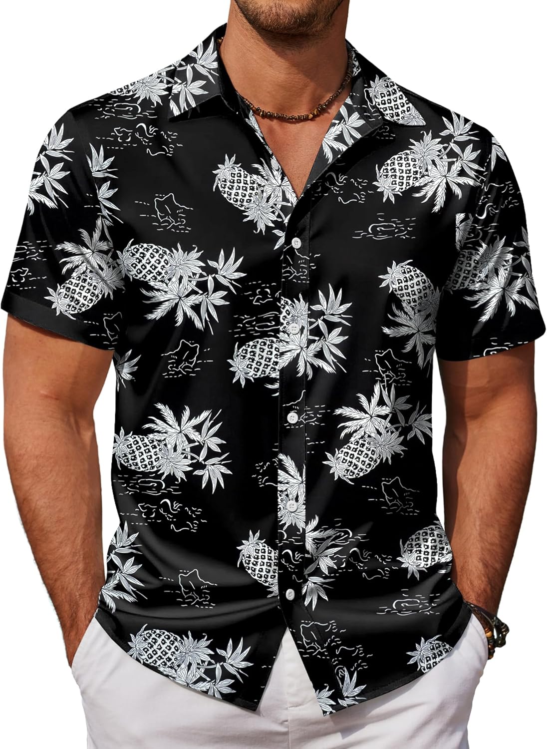 Mens Hawaiian Shirts Short Sleeve Button Down Aloha Shirt Casual Beach Clothes