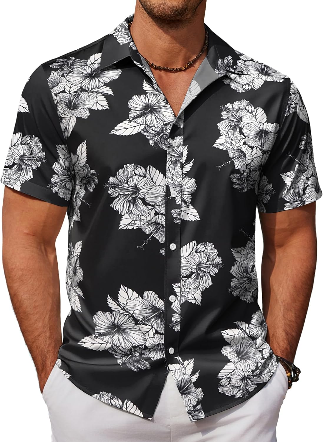 Mens Hawaiian Shirts Short Sleeve Button Down Aloha Shirt Casual Beach Clothes