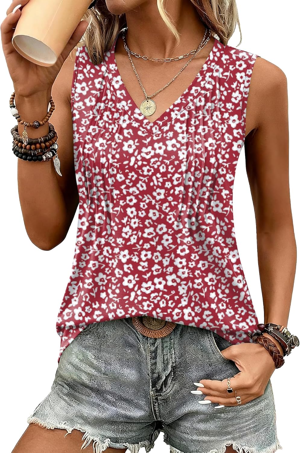 Loose Fit V Neck Sleeveless Shirts 2026 Fashion Summer Clothes S-3XL
