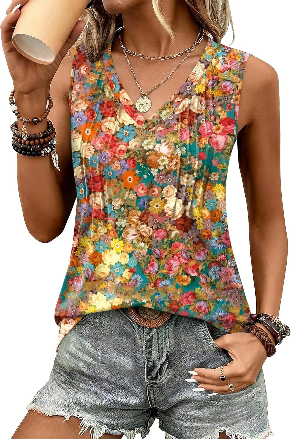 Loose Fit V Neck Sleeveless Shirts 2026 Fashion Summer Clothes S-3XL