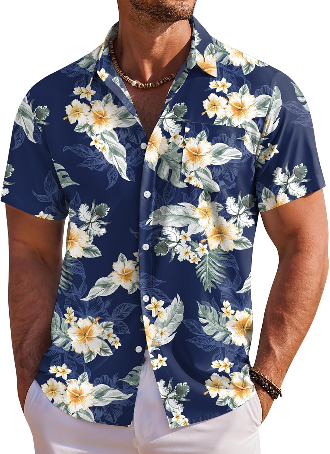Men's Hawaiian Shirt Short Sleeve Floral Button Down Shirts Tropical Holiday Beach Shirts