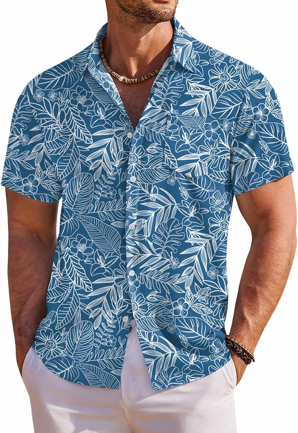 Men's Hawaiian Shirt Short Sleeve Floral Button Down Shirts Tropical Holiday Beach Shirts